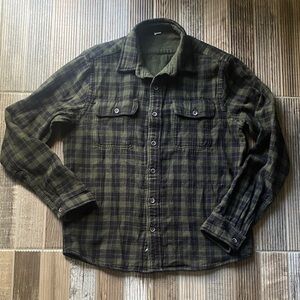 Tailor Vintage Olive and Navy Plaid Shirt